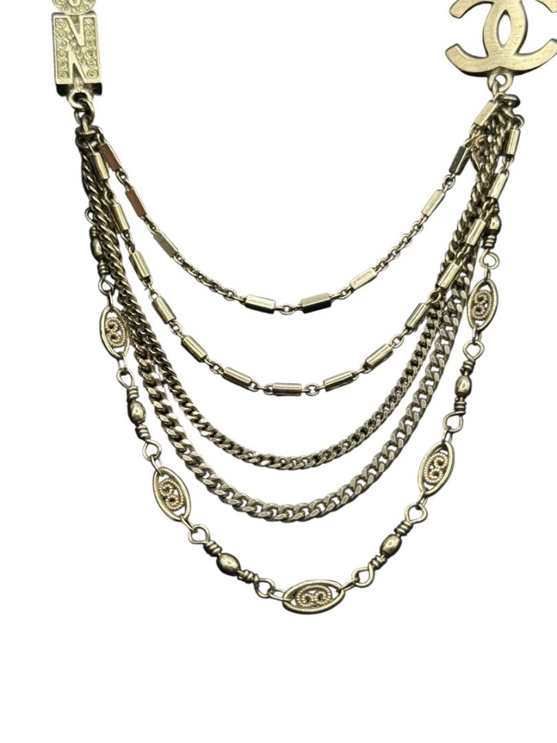 Chanel Crystal CC London–Paris Multi-Strand Chain Brooch – Silver Tone (Fall 2008)