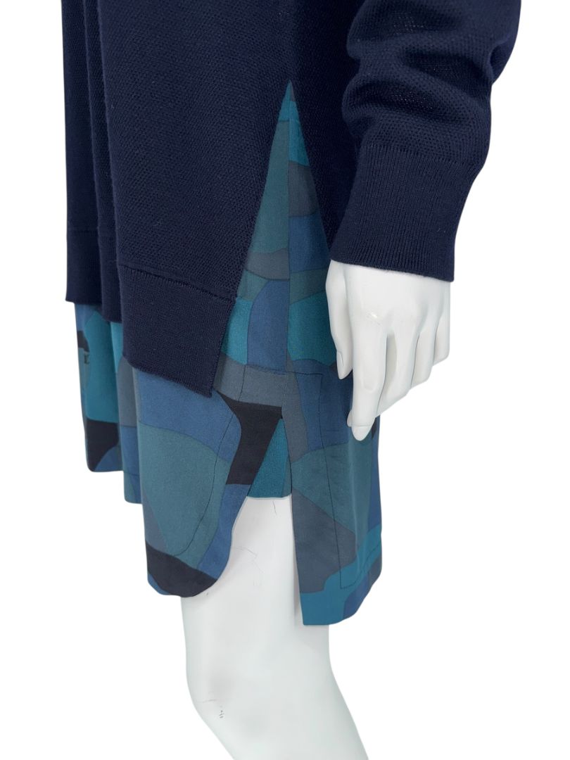 Louis Vuitton Navy Knit Tunic Dress with Printed Hem - Size L