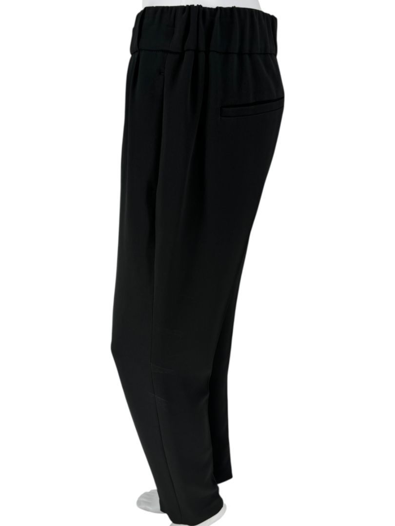 Brunello Cucinelli Black Tapered Pull-On Trousers with Side Pockets – US 8