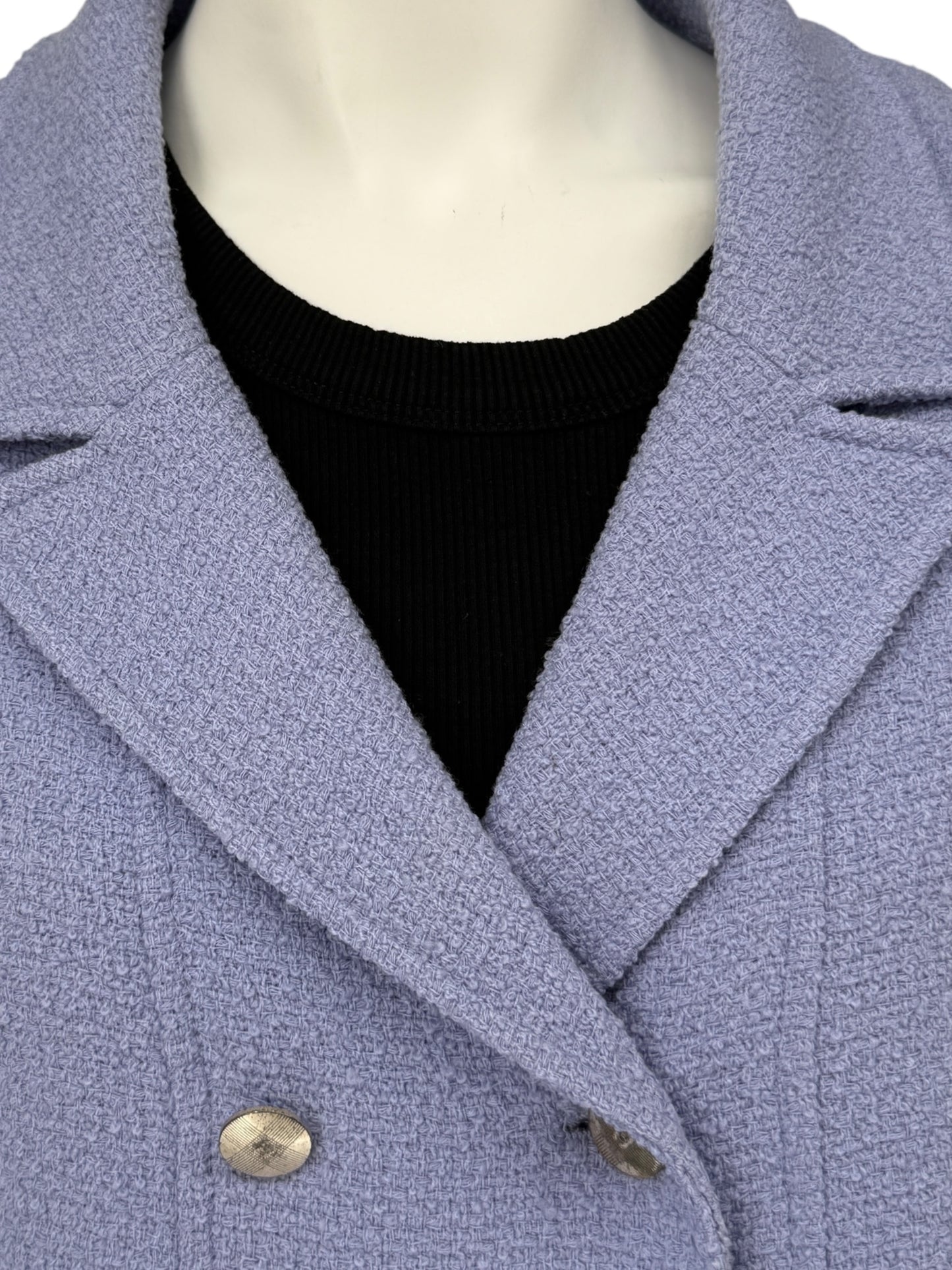 Fall 1998 Chanel Boutique Periwinkle Tweed Skirt Suit – Size FR 46