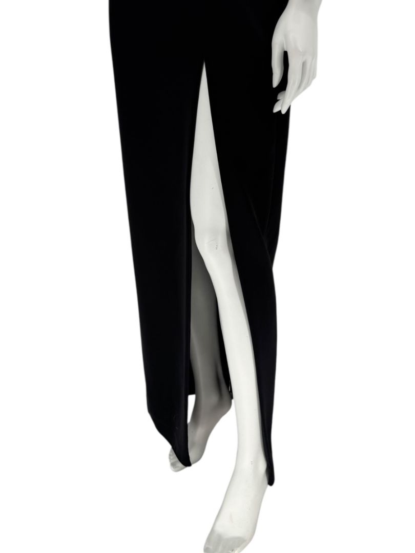 Pamella Roland Black Asymmetric Neckline Gown – Large