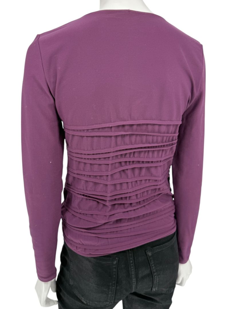 Wolford Plum Textured Pleated Long-Sleeve Top – Large
