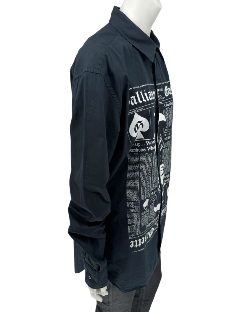 Galliano Gazette Oversized Graphic Cotton Shirt – Size 54 (Men's)