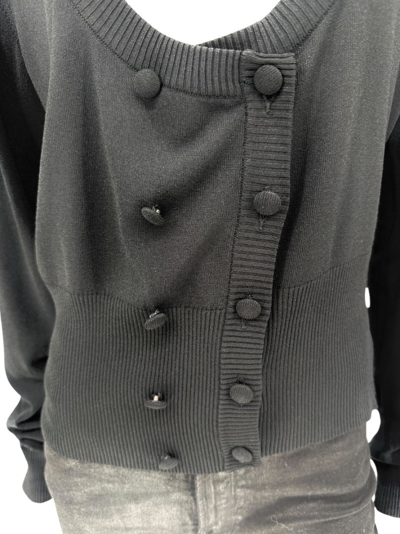 MaxMara Black Deep-V Cardigan – Size XL