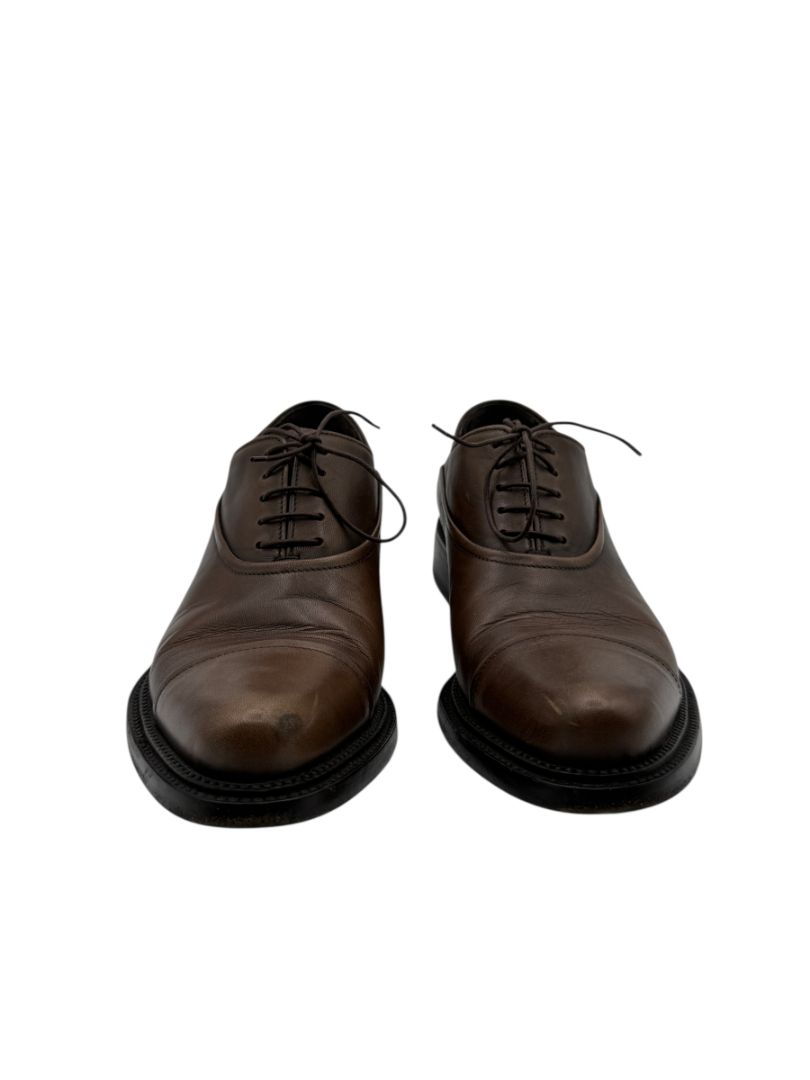 Prada Men’s Black Leather Cap Toe Lace-Up Shoes – Size 6.5