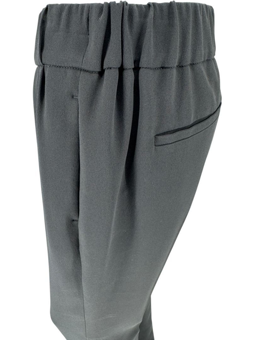 Brunello Cucinelli Black Tapered Pull-On Trousers with Side Pockets – US 8