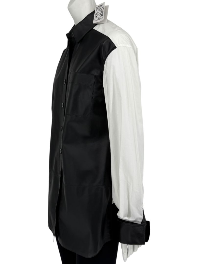 NWT Loewe Black & White Leather Panel Shirt – Size 34