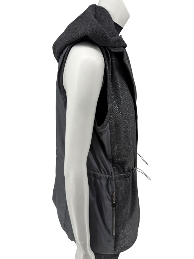 Lafayette 148 New York Charcoal Hooded Vest – Size M