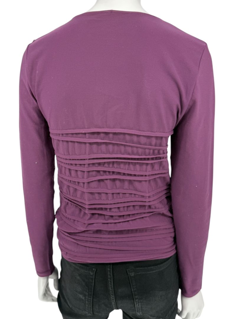 Wolford Plum Textured Pleated Long-Sleeve Top – Large