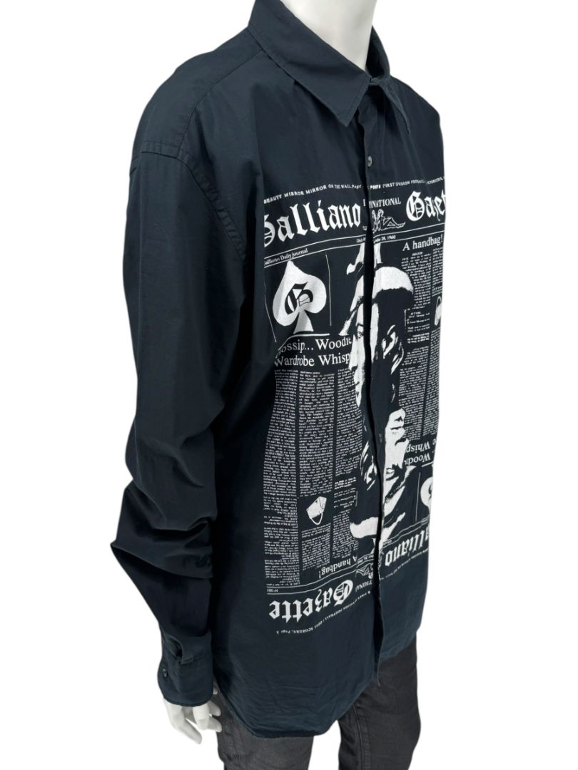 Galliano Gazette Oversized Graphic Cotton Shirt – Size 54 (Men's)