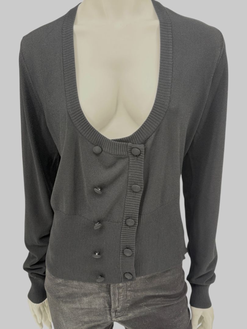 MaxMara Black Deep-V Cardigan – Size XL