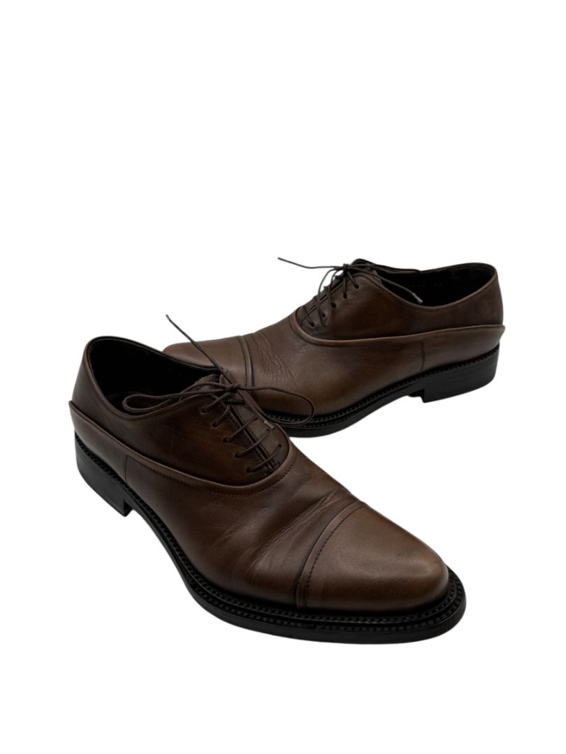 Prada Men’s Black Leather Cap Toe Lace-Up Shoes – Size 6.5