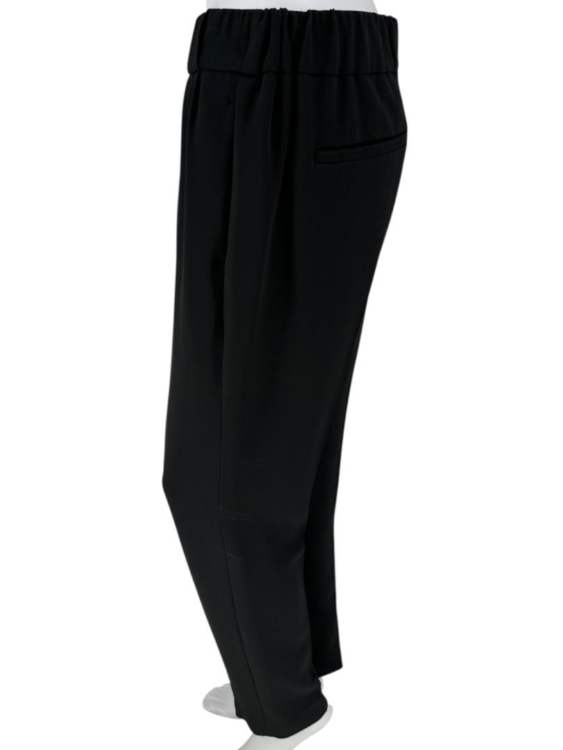 Brunello Cucinelli Black Tapered Pull-On Trousers with Side Pockets – US 8