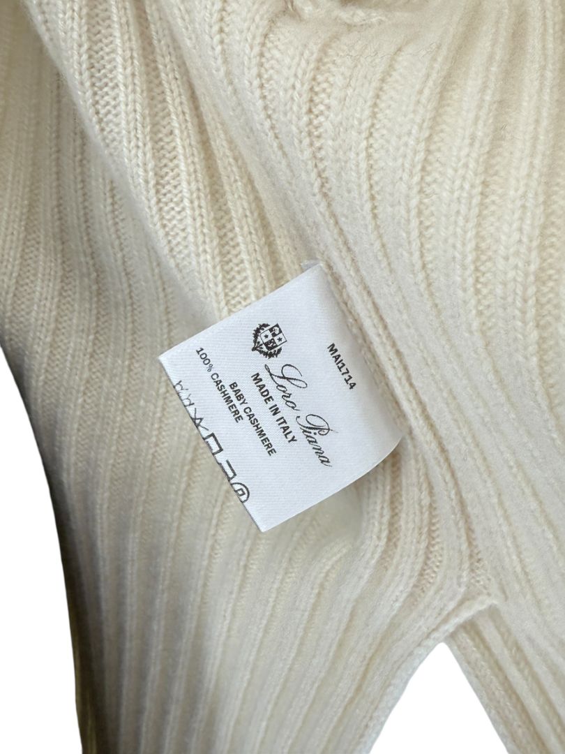 Loro Piana Beige Baby Cashmere Ribbed Open Cardigan – Size S