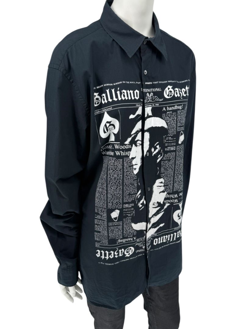 Galliano Gazette Oversized Graphic Cotton Shirt – Size 54 (Men's)