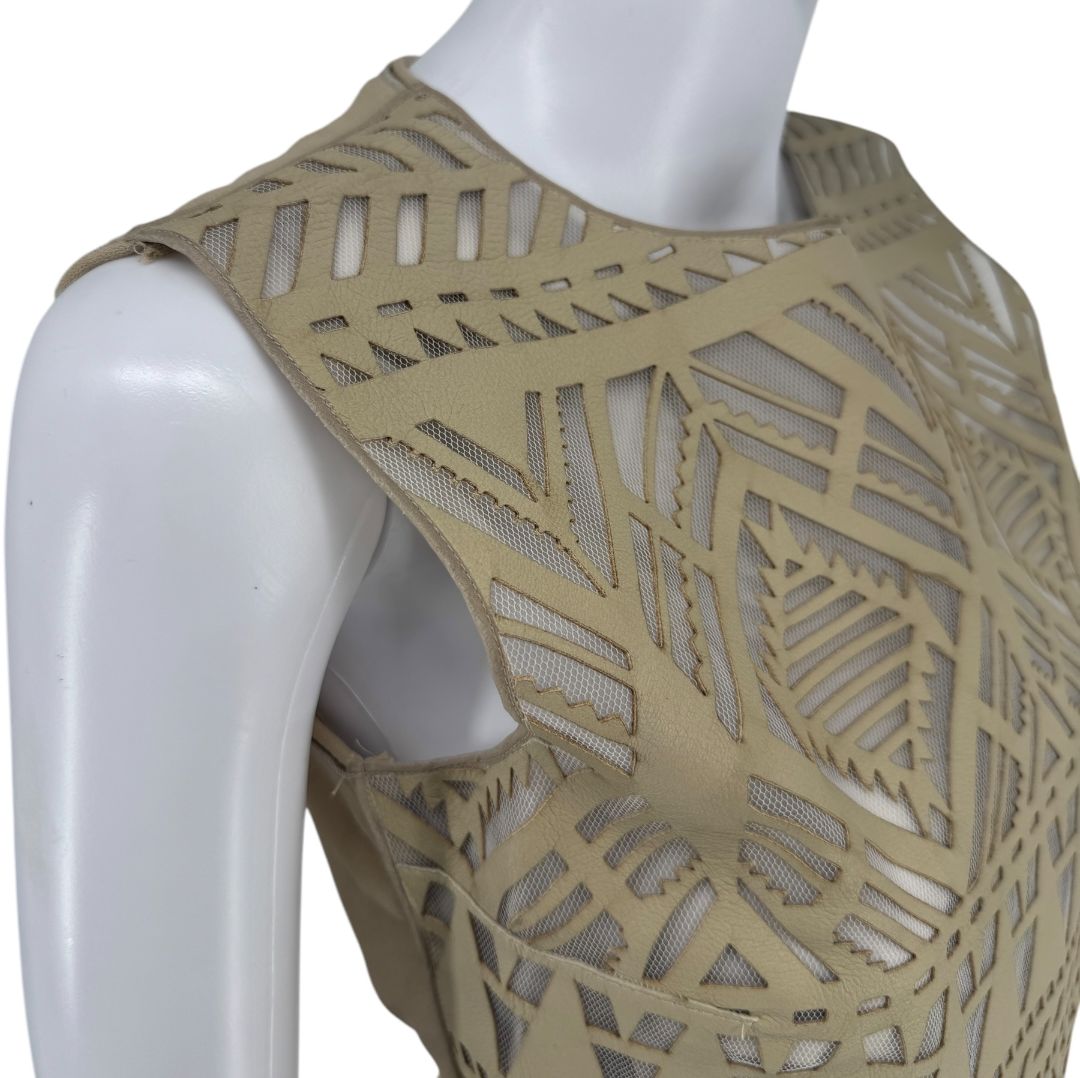 Les Copains Laser-Cut Leather Top – Size 42 – New with Tags