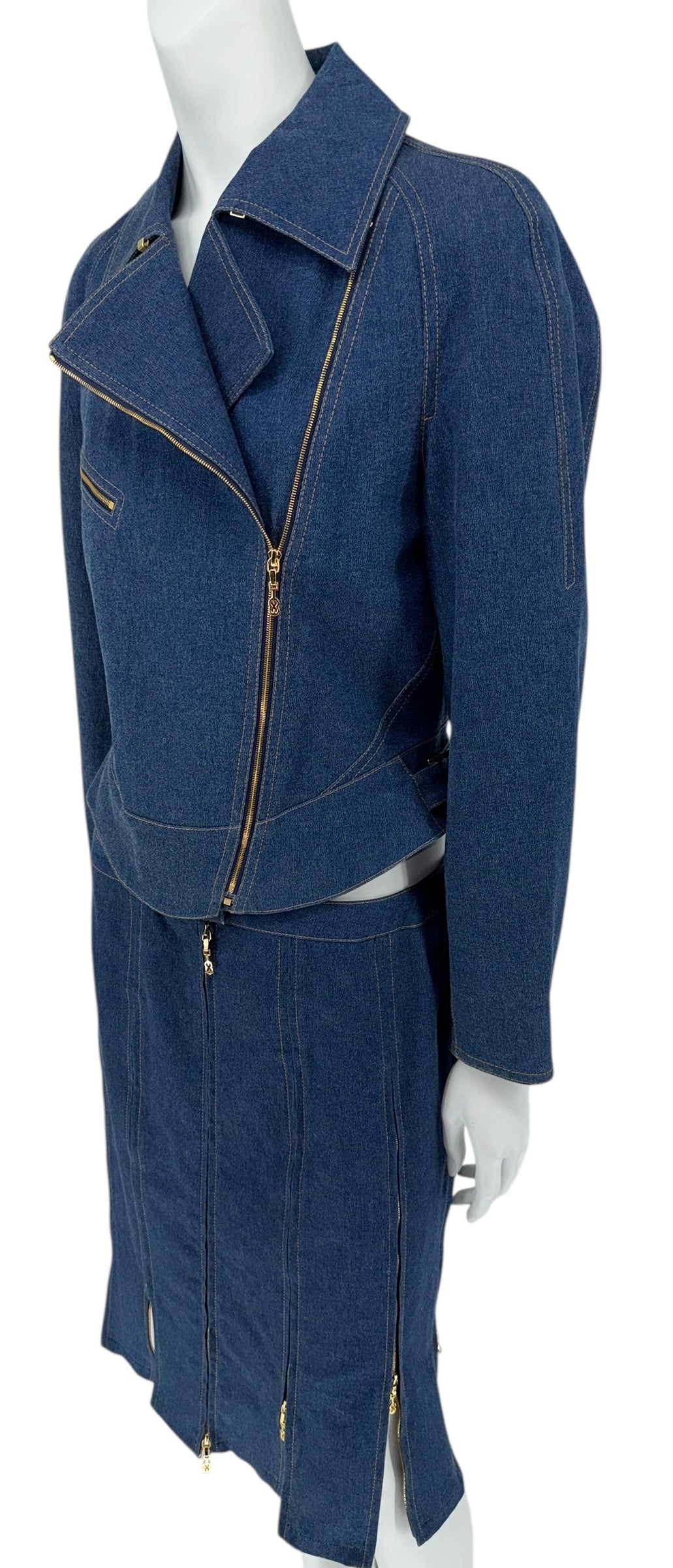 Escada Denim Two-Piece Skirt Set – Size 38 – Excellent Pre-Owned Condition