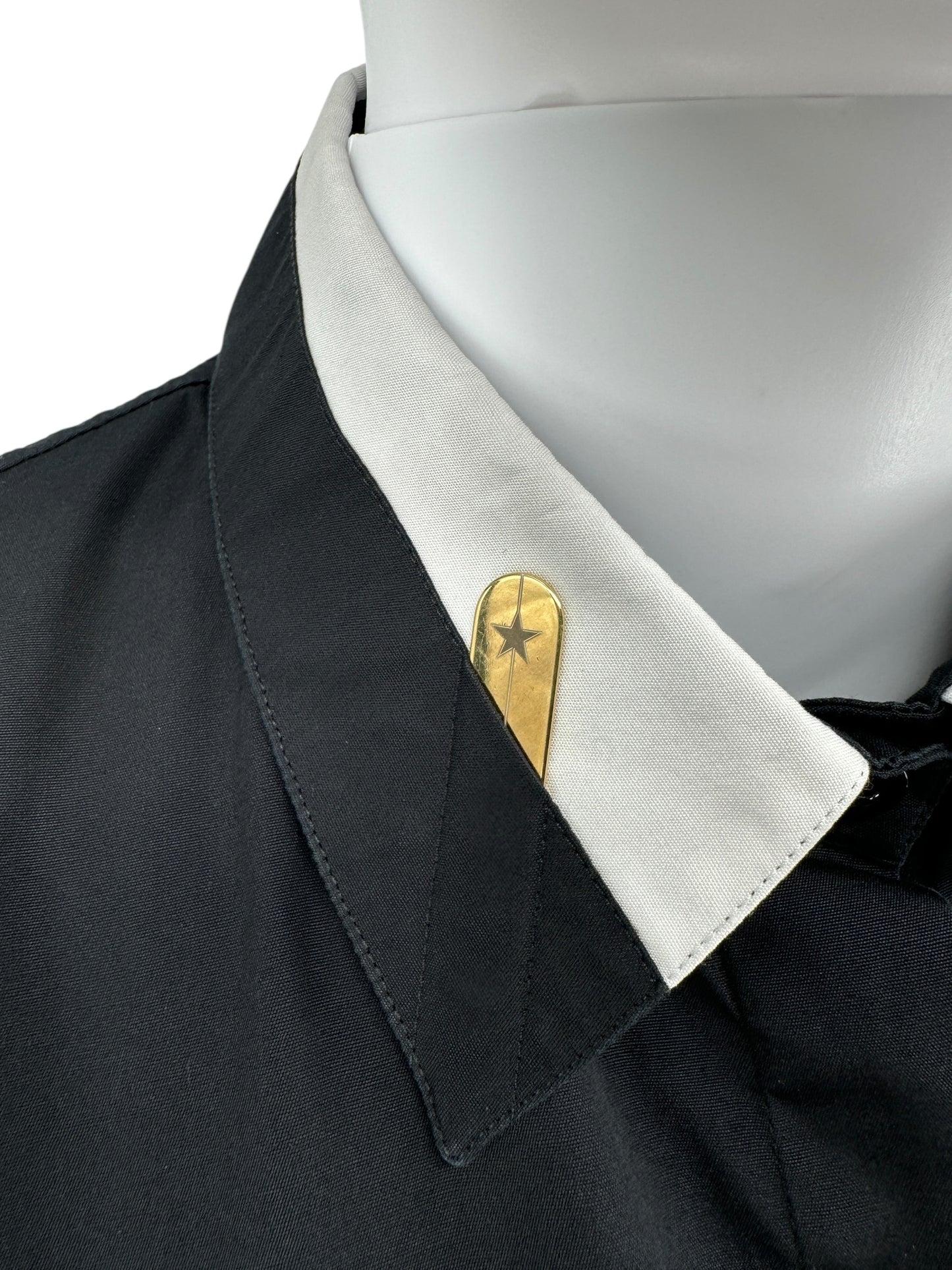 Givenchy Black Cotton Shirt with White Collar and Gold Collar Stays – Size FR 40