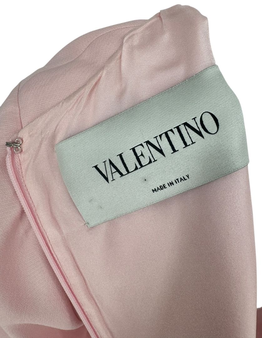 Valentino Pink Crepe Ruffle Detail Dress – Size 10 – Very Good Preowned Condition