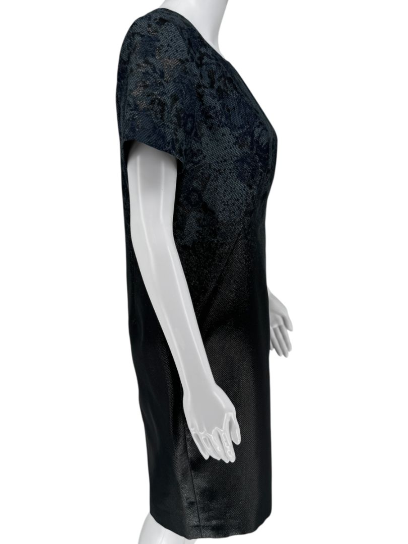 Pamella Roland Black/Blue Ombre 2 Piece Dress & Coat Set – Large