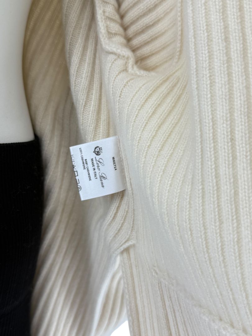 Loro Piana Beige Baby Cashmere Ribbed Open Cardigan – Size S