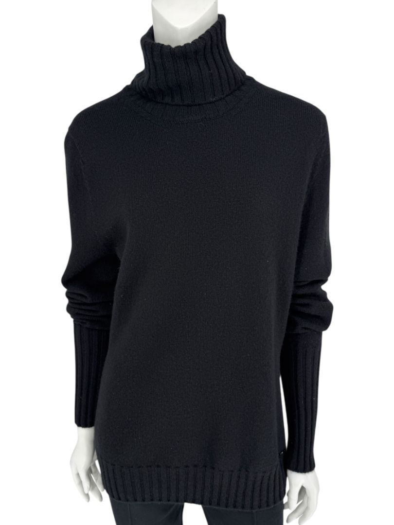 Kiton Black Cashmere Turtleneck Sweater – Size 46