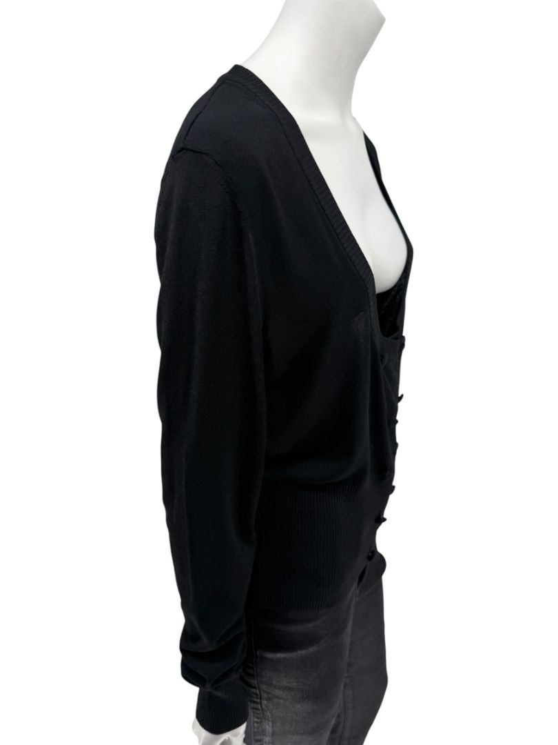 MaxMara Black Deep-V Cardigan – Size XL
