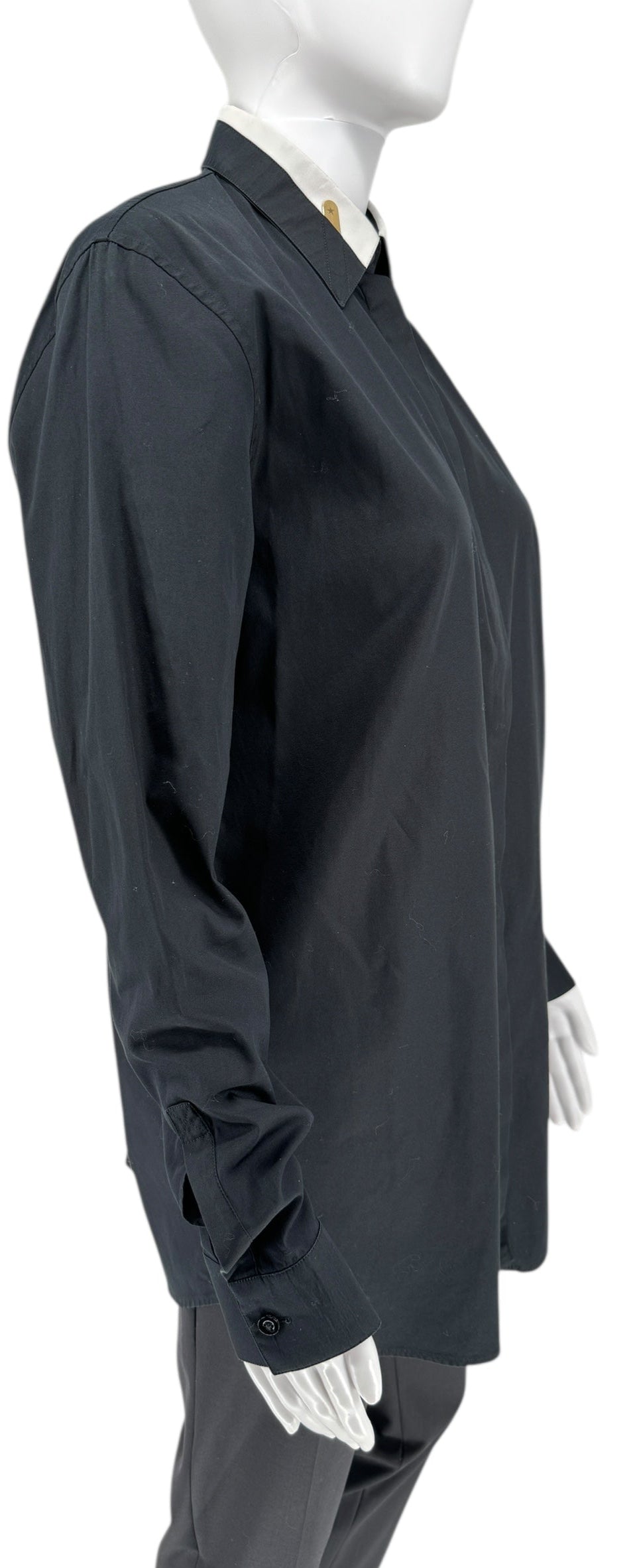 Givenchy Black Cotton Shirt with White Collar and Gold Collar Stays – Size FR 40