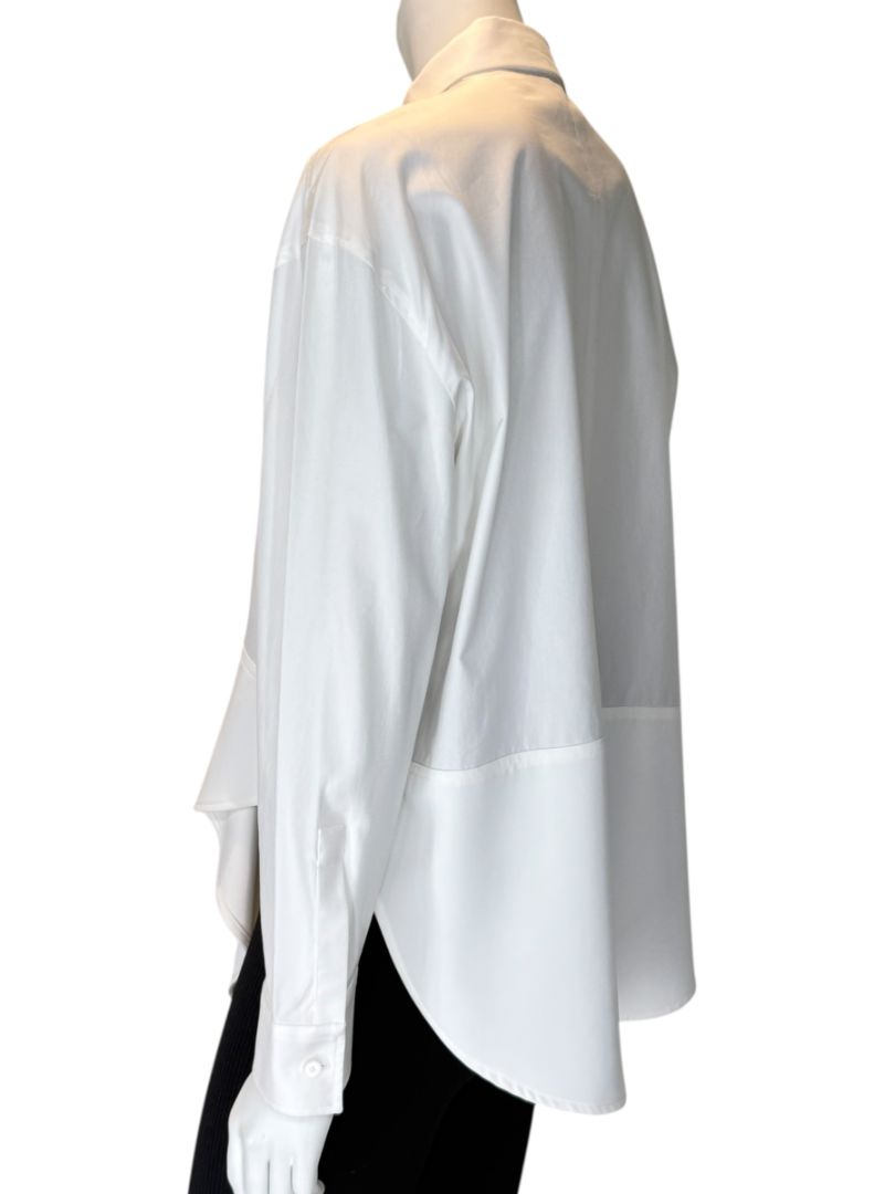 Balenciaga White Asymmetric Ruffle-Hem Shirt – Size IT 40 (US 6/8)