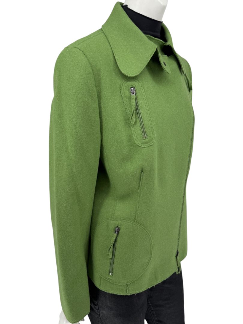 Akris Punto Green Wool-Angora Moto Jacket – Size 12