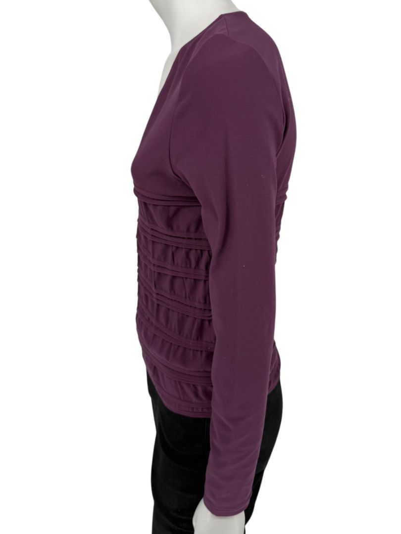 Wolford Plum Textured Pleated Long-Sleeve Top – Large