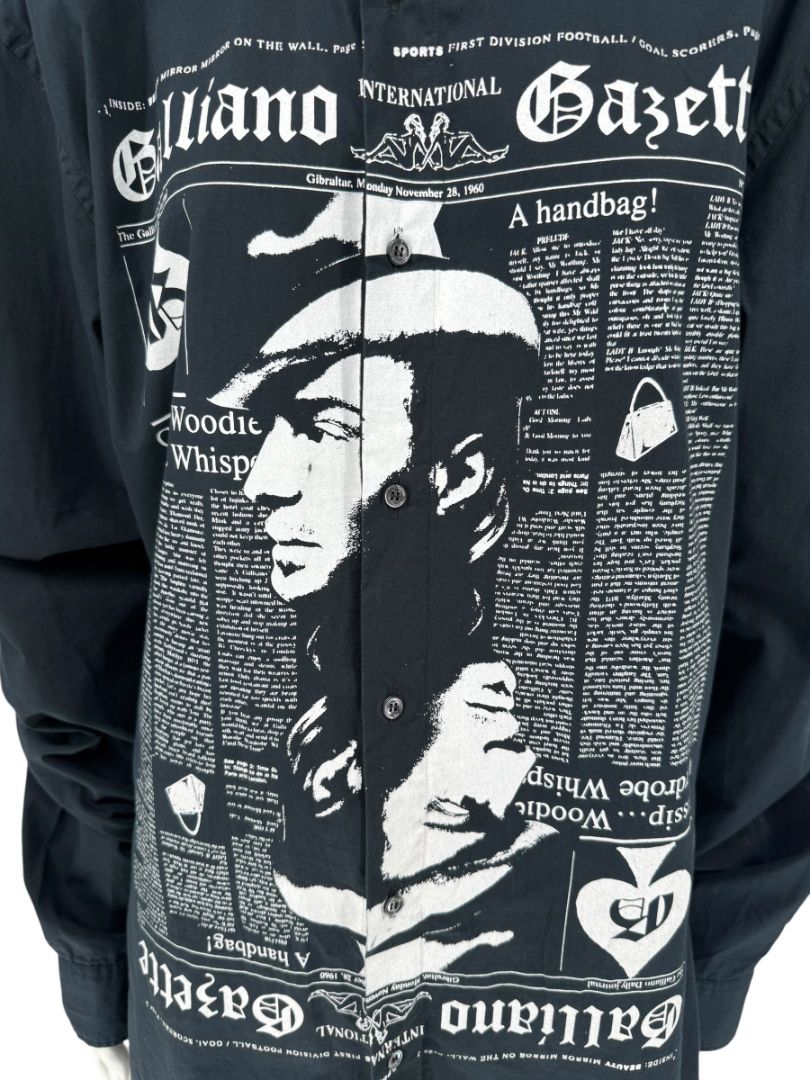 Galliano Gazette Oversized Graphic Cotton Shirt – Size 54 (Men's)