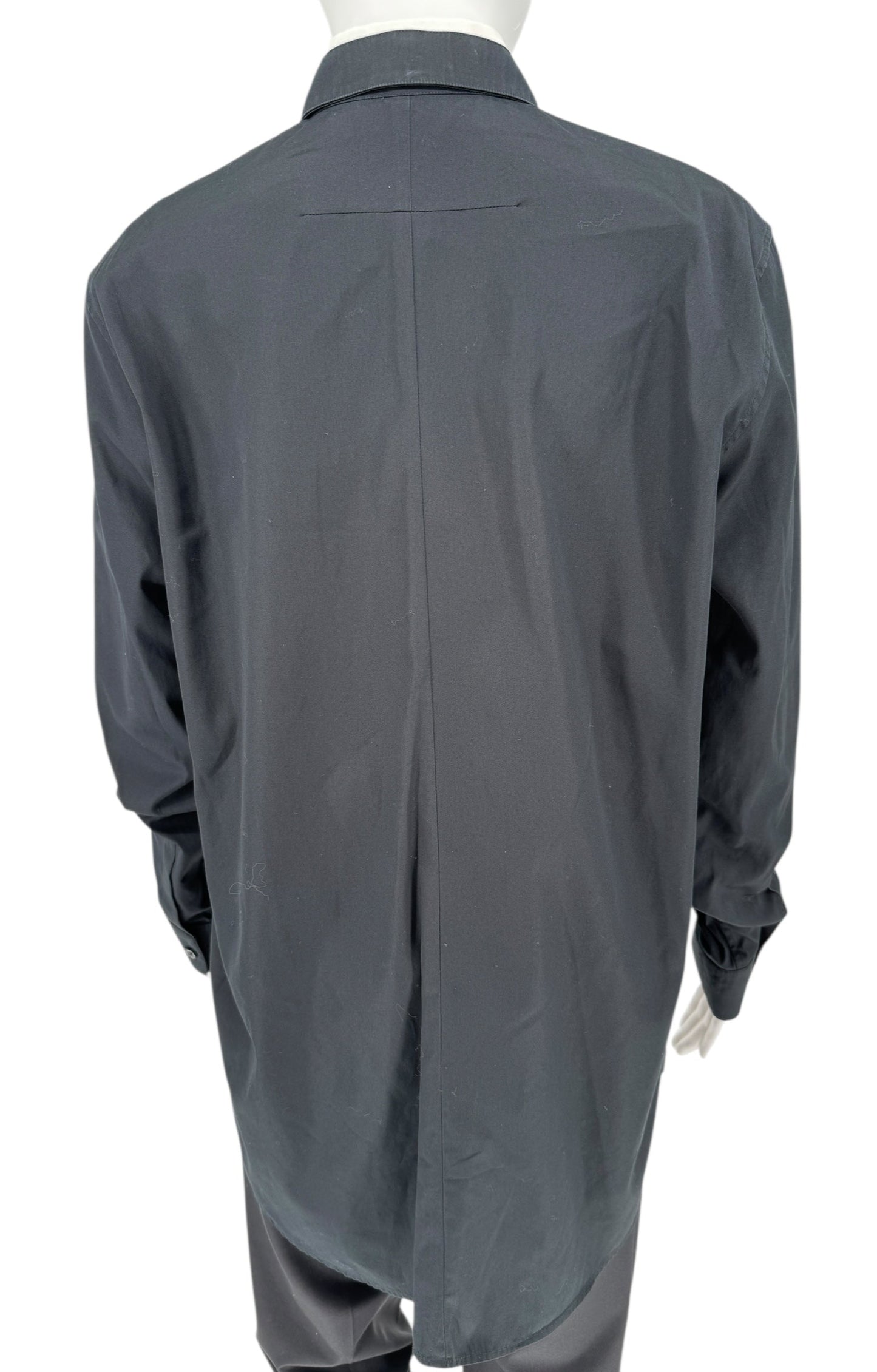 Givenchy Black Cotton Shirt with White Collar and Gold Collar Stays – Size FR 40