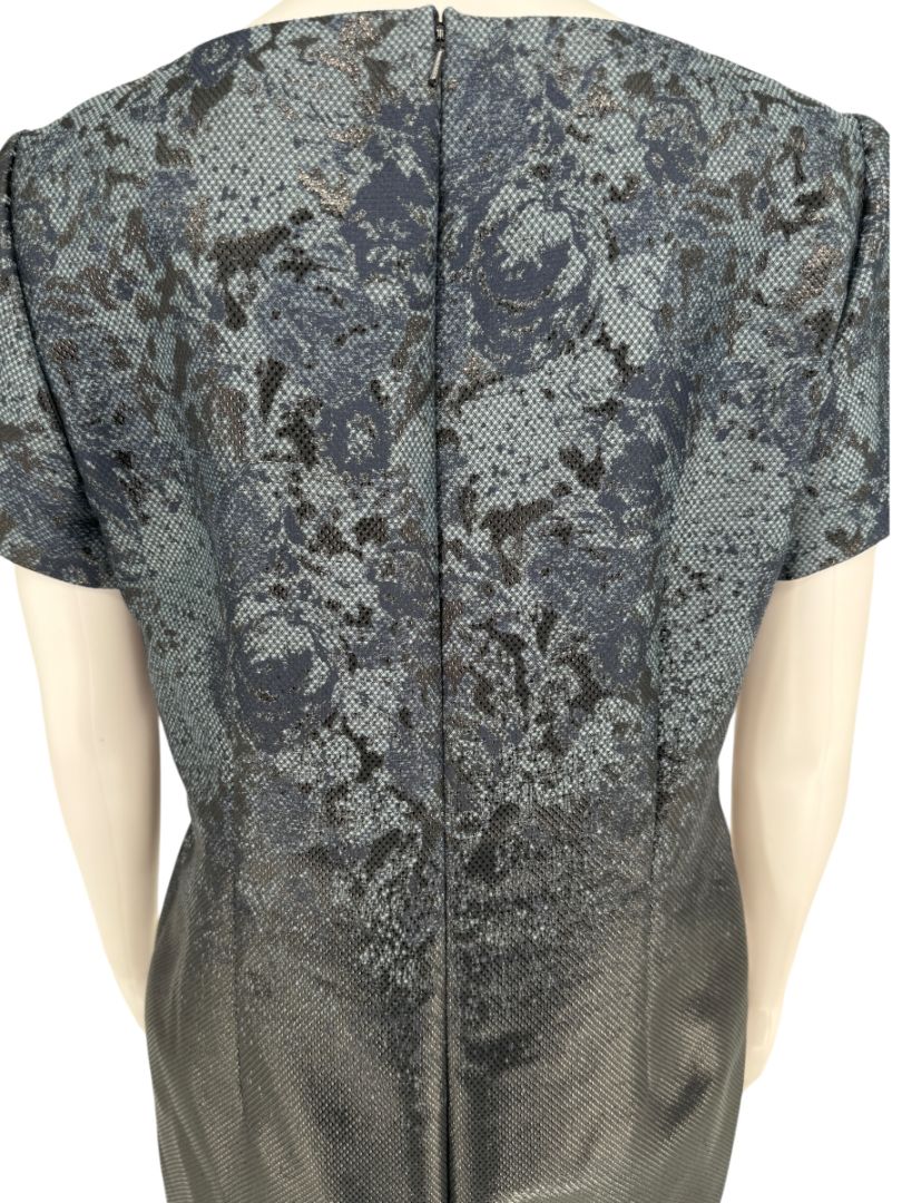 Pamella Roland Black/Blue Ombre 2 Piece Dress & Coat Set – Large