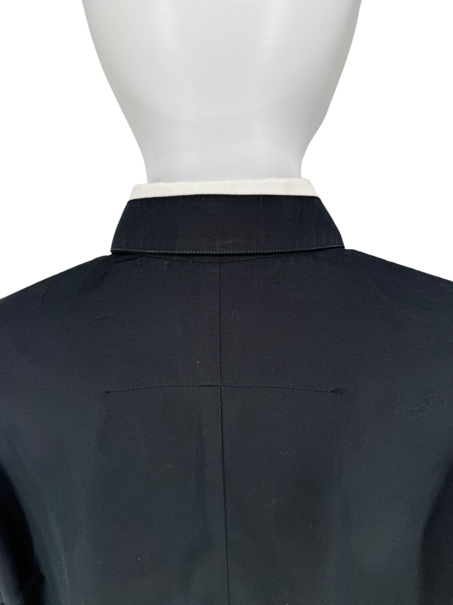 Givenchy Black Cotton Shirt with White Collar and Gold Collar Stays – Size FR 40