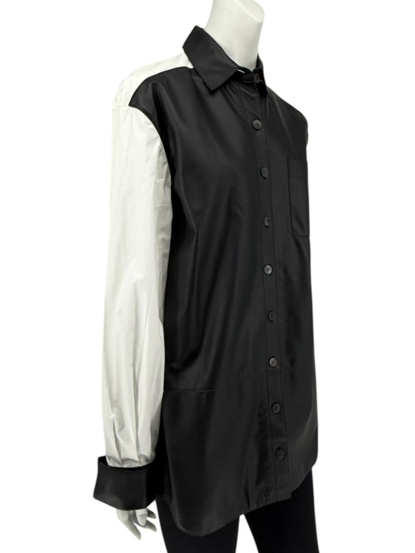 NWT Loewe Black & White Leather Panel Shirt – Size 34