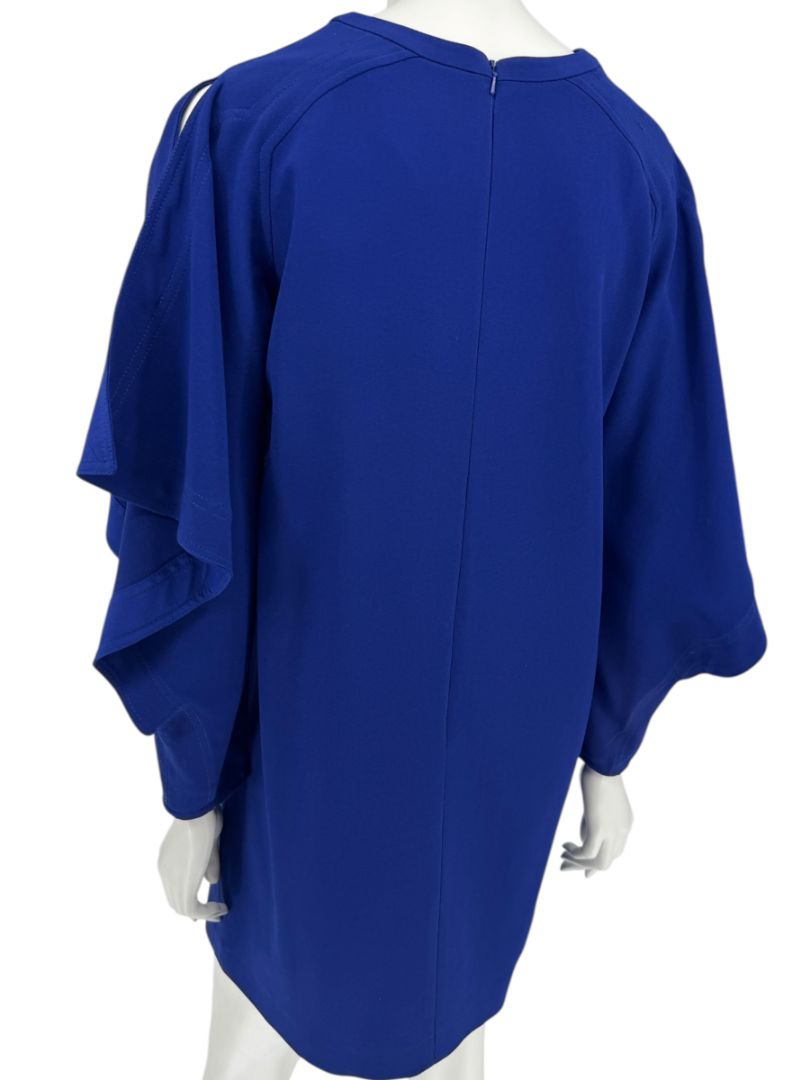 Pamella Roland Cobalt Blue Cape Sleeve Shift Dress – Large