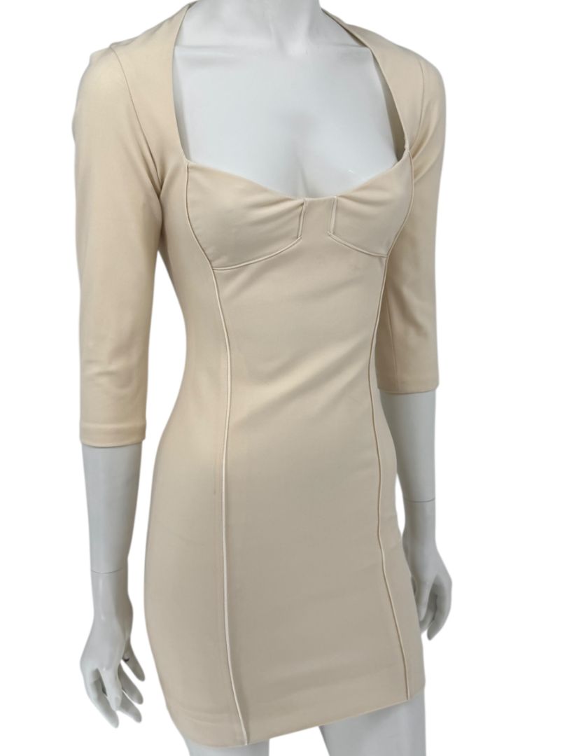 Pamella Roland Cream Bodycon Cut-Out Back Dress - Size 4