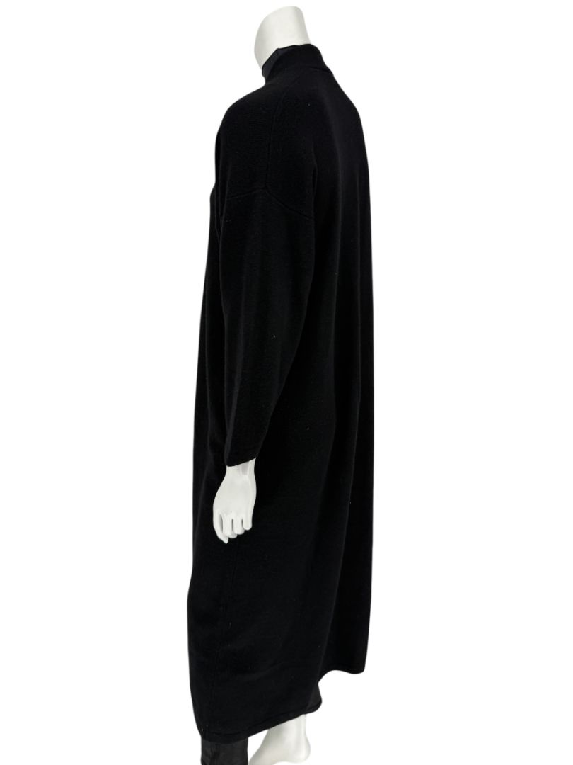 Zoran Black 100% Cashmere Long Open Cardigan Coat – One Size (Fits Like M/L)