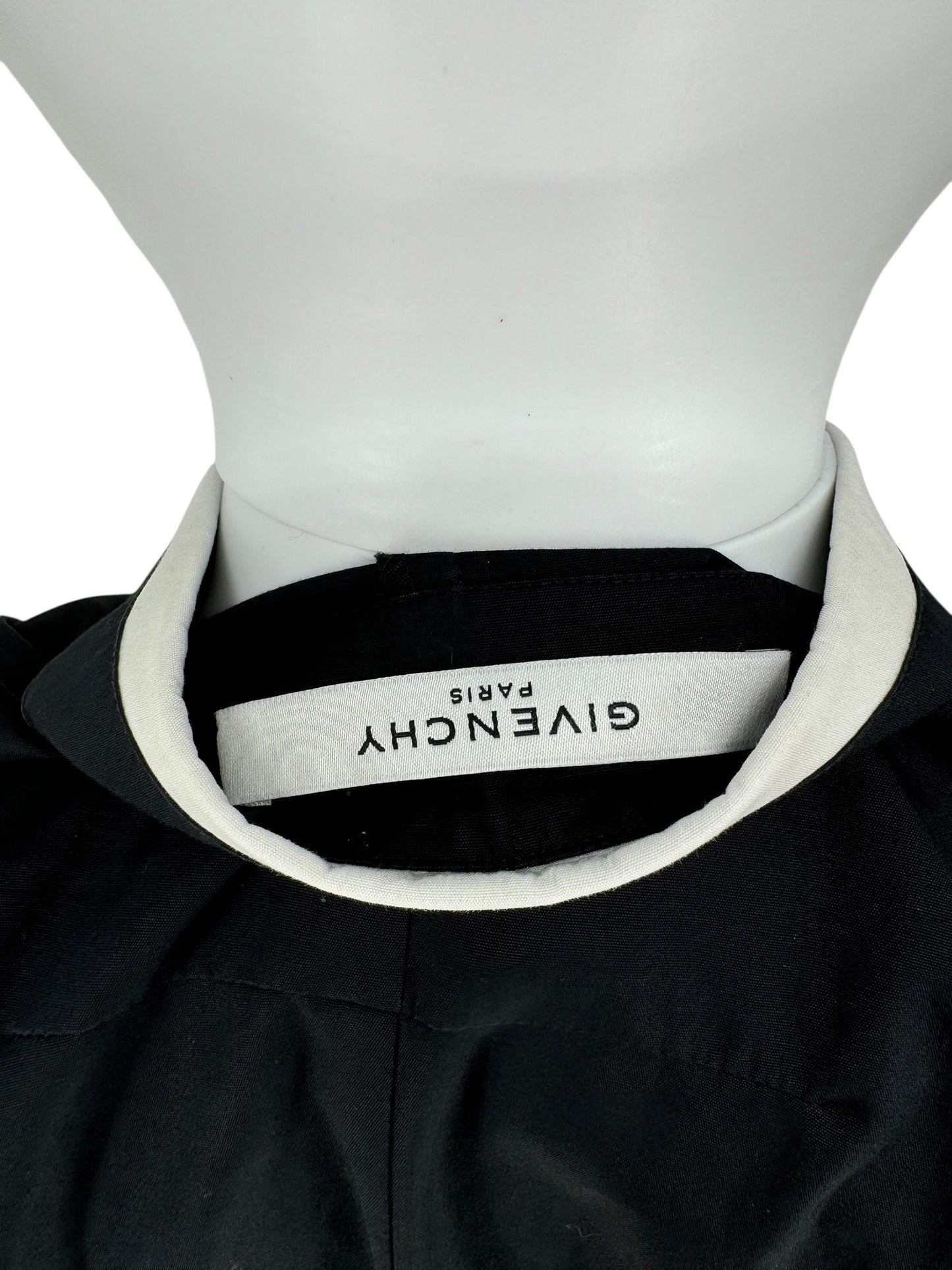 Givenchy Black Cotton Shirt with White Collar and Gold Collar Stays – Size FR 40