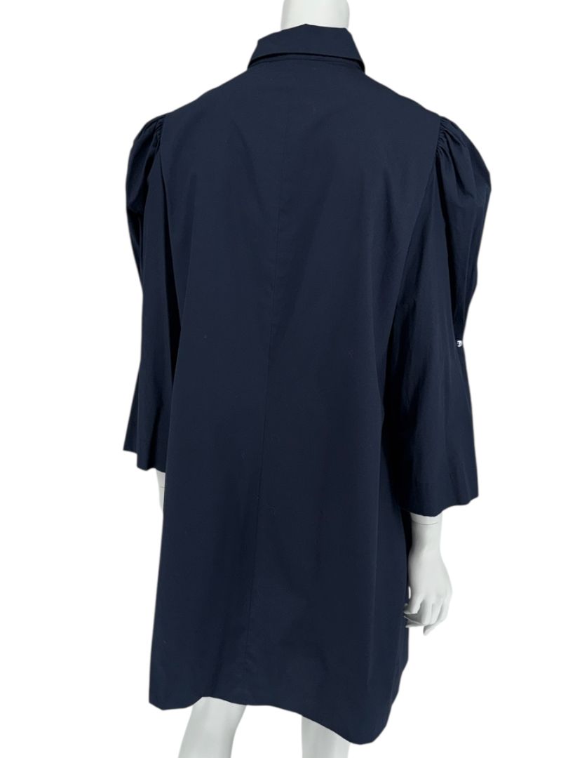 Lela Rose Navy Cotton Blend Puff Sleeve Shirt Dress – Size 12