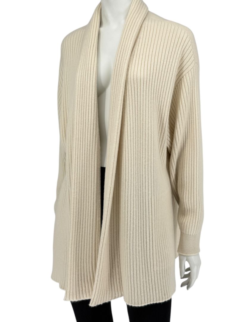 Loro Piana Beige Baby Cashmere Ribbed Open Cardigan – Size S