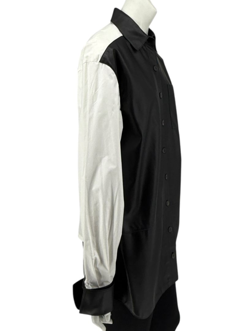 NWT Loewe Black & White Leather Panel Shirt – Size 34