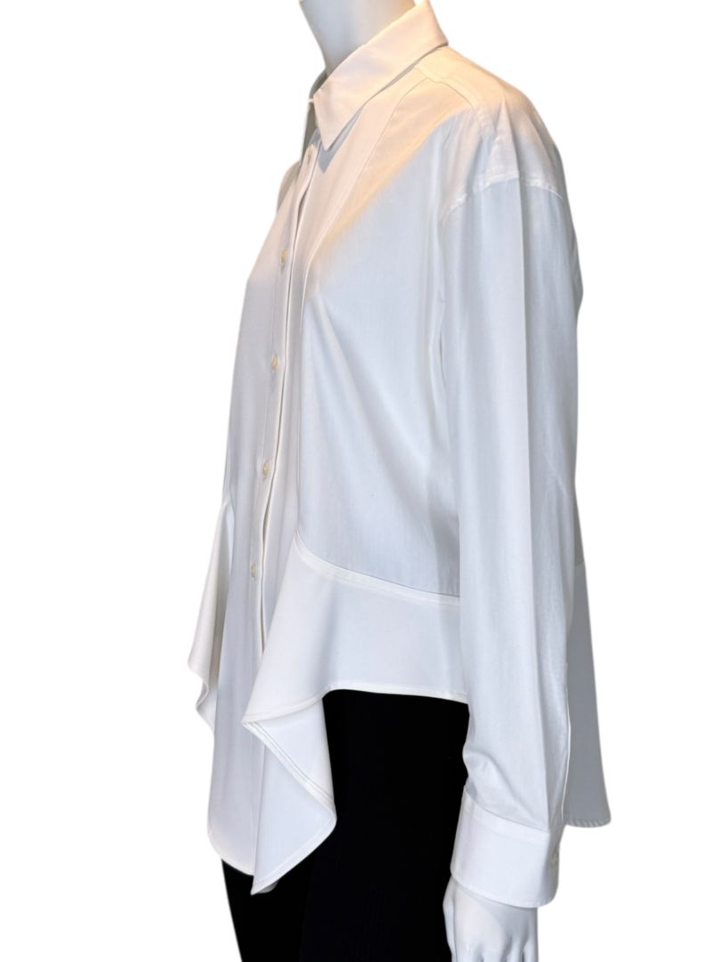Balenciaga White Asymmetric Ruffle-Hem Shirt – Size IT 40 (US 6/8)