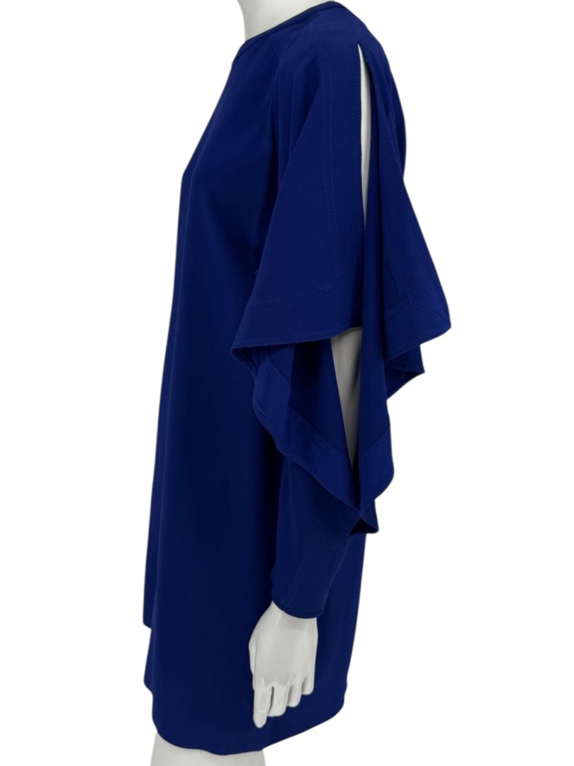 Pamella Roland Cobalt Blue Cape Sleeve Shift Dress – Large