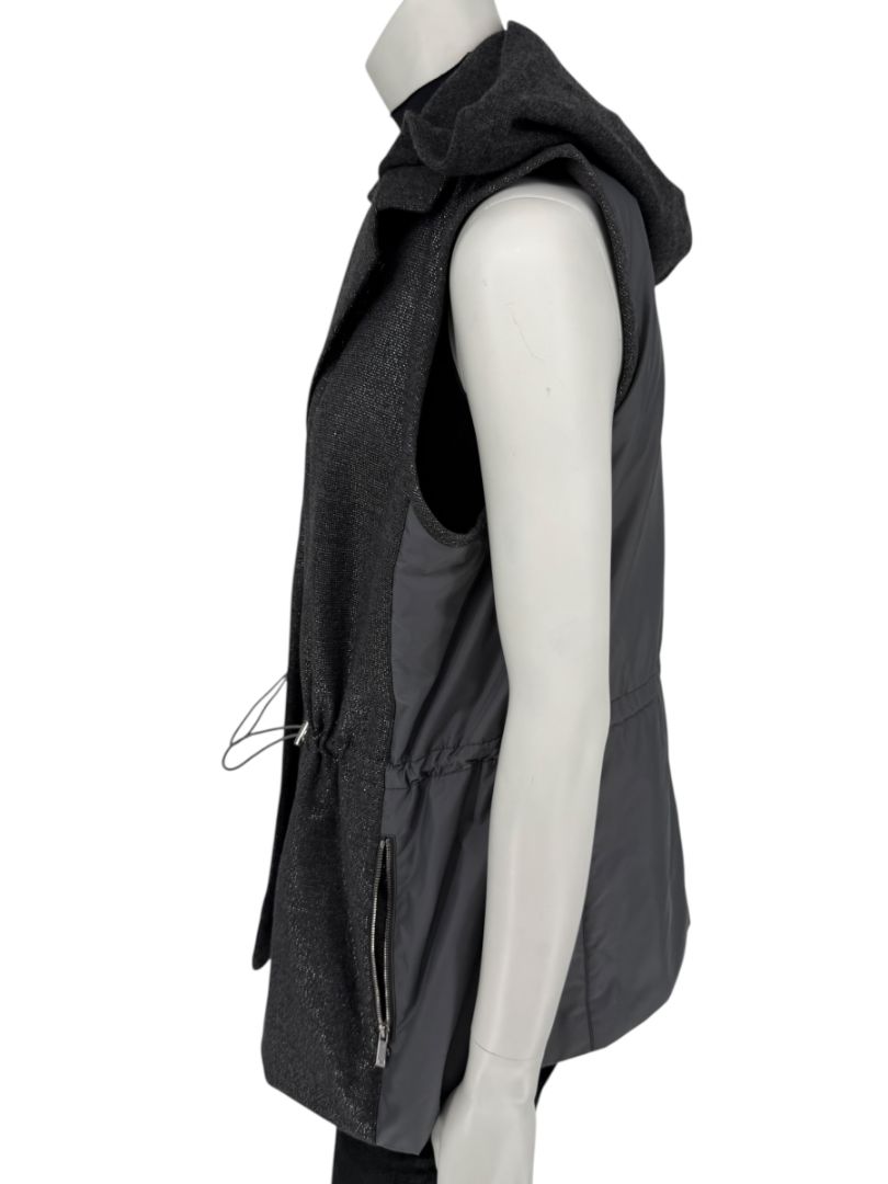 Lafayette 148 New York Charcoal Hooded Vest – Size M
