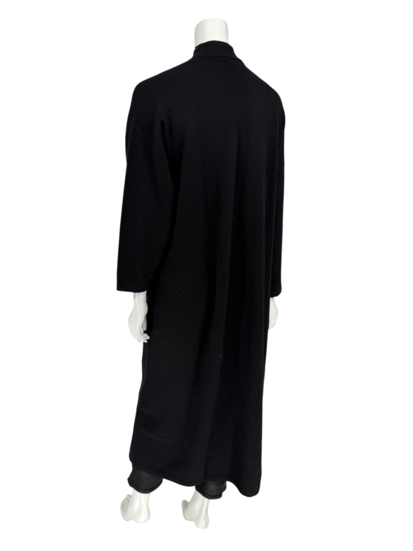 Zoran Black 100% Cashmere Long Open Cardigan Coat – One Size (Fits Like M/L)