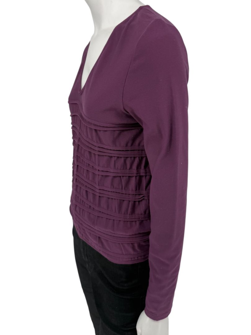 Wolford Plum Textured Pleated Long-Sleeve Top – Large