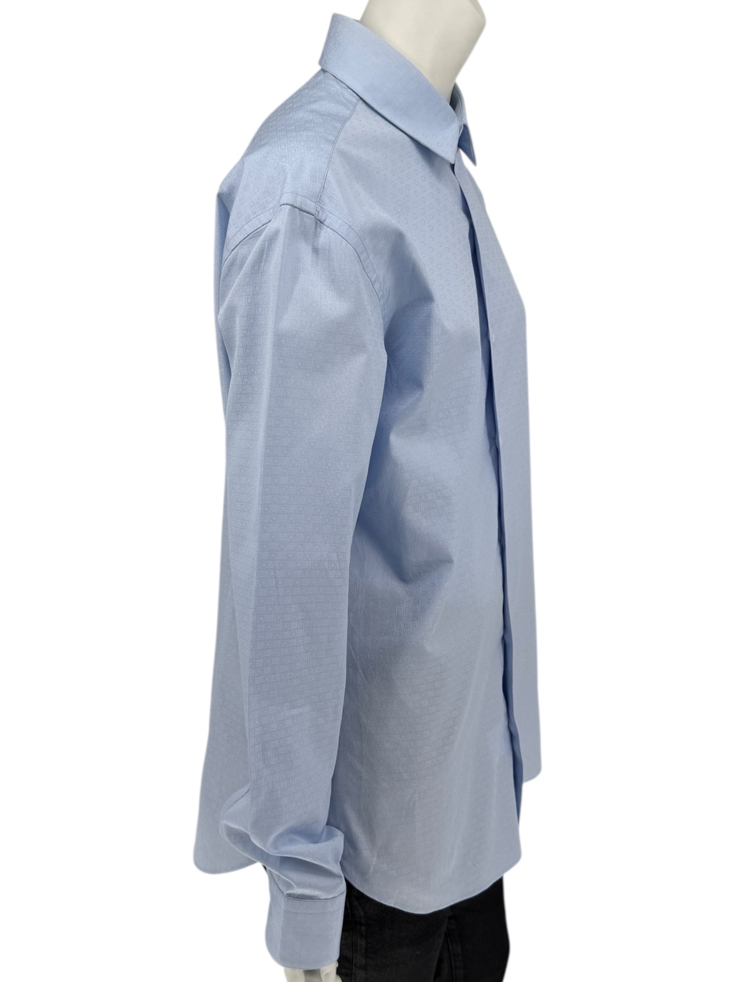 Salvatore Ferragamo Light Blue Patterned Dress Shirt – Size M (Men's)