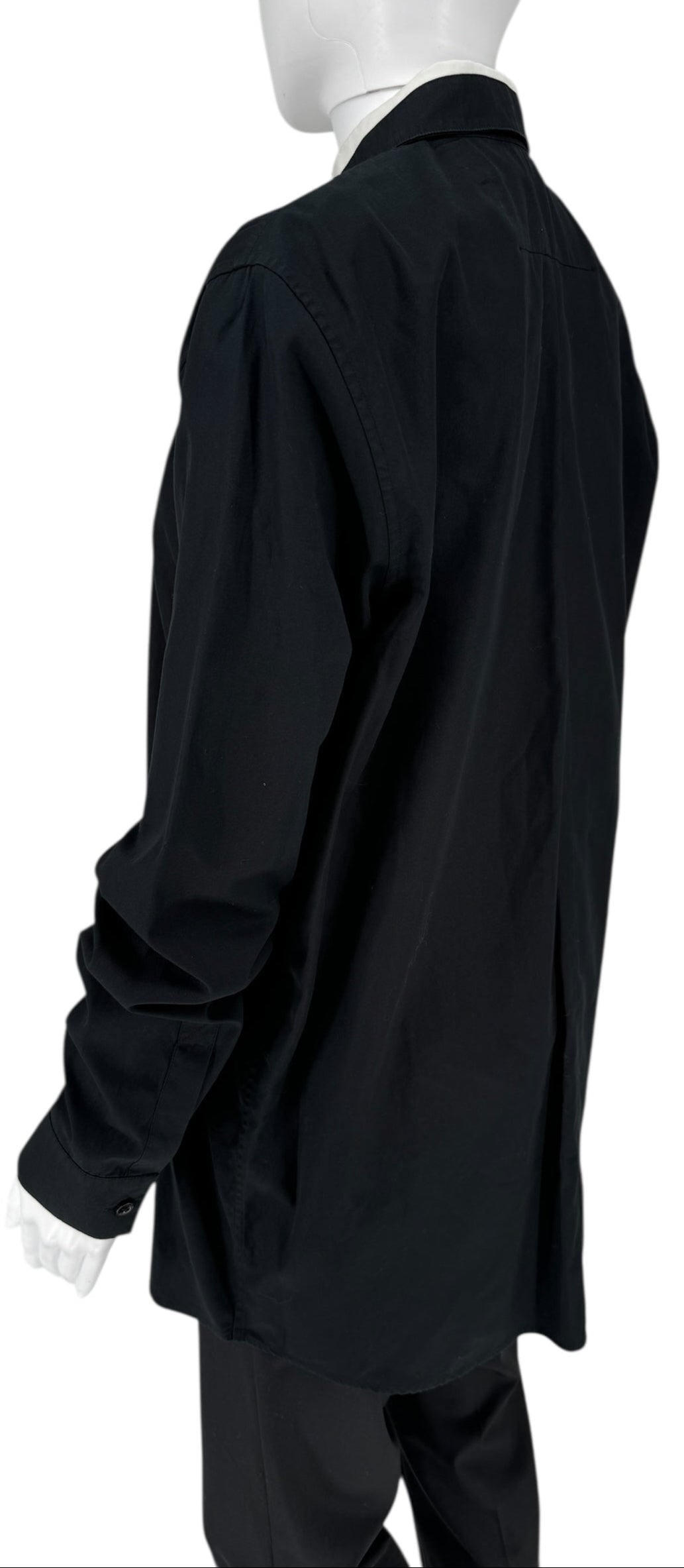 Givenchy Black Cotton Shirt with White Collar and Gold Collar Stays – Size FR 40